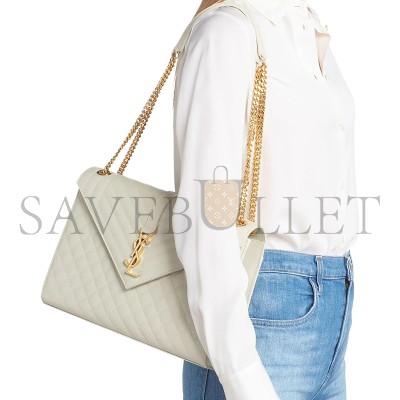 YSL ENVELOPE LARGE IN QUILTED GRAIN DE POUDRE EMBOSSED LEATHER 600166BOW919207 (31*22*7.5cm)