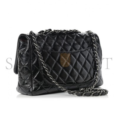 CHANEL CRINKLED PATENT QUILTED JUMBO SINGLE FLAP 1191914 (30*18*8cm)