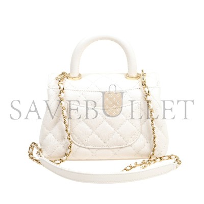 CHANEL QUILTED CAVIAR MINI COCO TOP HANDLE FLAP AS2215 (19*13*9cm)