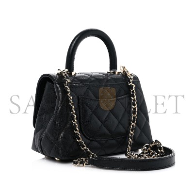 CHANEL CAVIAR QUILTED EXTRA MINI COCO HANDLE FLAP AS2215 (19*13*9cm)