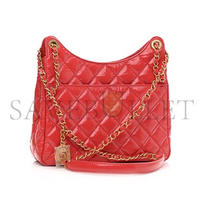 CHANEL SHINY CRUMPLED CALFSKIN QUILTED SMALL WAVY CC HOBO AS3690 (23*18*6cm)