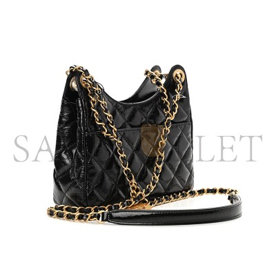 CHANEL SHINY CRUMPLED CALFSKIN QUILTED SMALL WAVY CC HOBO AS4323 (18*17*6cm)