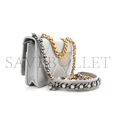 CHANEL METALLIC LAMBSKIN QUILTED 19 WALLET ON CHAIN WOC 1191203 (19*11*3cm)