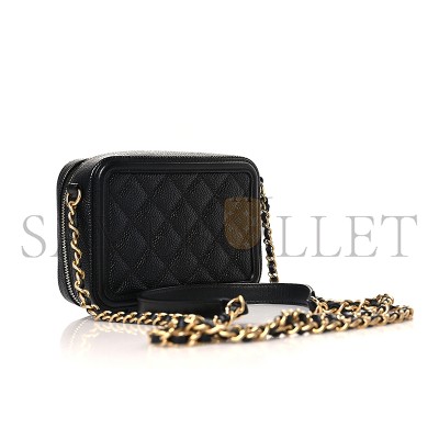 CHANEL CC FILIGREE VANITY CLUTCH WITH CHAIN BLACK A84452 (14*10*6cm)