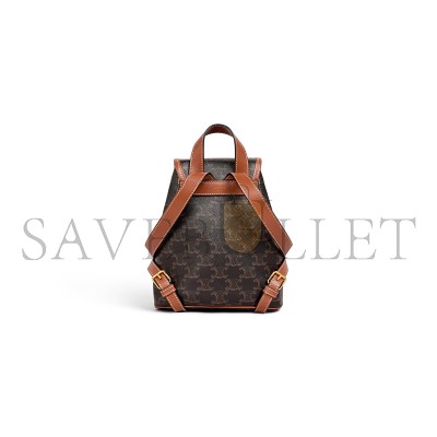 CELINE MINI BACKPACK FOLCO IN TRIOMPHE CANVAS AND CALFSKIN 197662CAS.04LU (20*17*10cm)