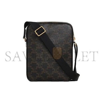 CELINE SMALL MESSENGER BAG IN TRIOMPHE CANVAS AND CALFSKIN 190872BSZ.38NO (20.5*15.5*4.5cm)