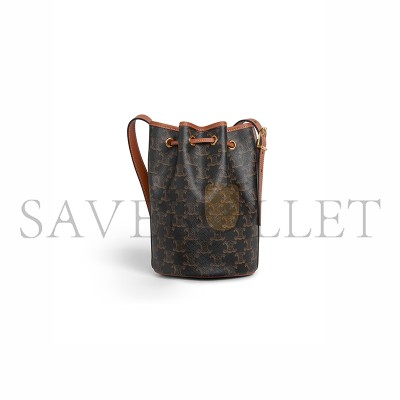 CELINE SMALL DRAWSTRING BAG IN TRIOMPHE CANVAS AND CALFSKIN 191142BZJ.04LU (21*14*14cm)