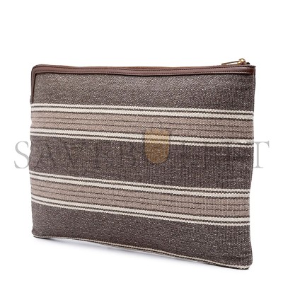 CELINE LARGE CLUTCH IN TRIOMPHE STRIPES AND CALFSKIN 10B802BQ5.38NU (34*23.5cm)
