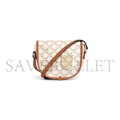 CELINE MEDIUM FOLCO BAG IN TRIOMPHE CANVAS AND CALFSKIN 191502BZJ.01BC (18*17*6.5cm)