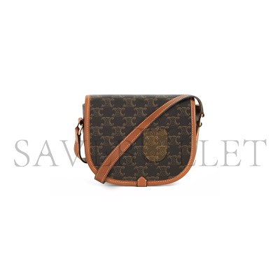 CELINE MEDIUM FOLCO BAG IN TRIOMPHE CANVAS AND CALFSKIN 191502BZJ.04LU (18*17*6.5cm)