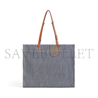 CELINE SQUARED CABAS CELINE IN STRIPED TEXTILE AND CALFSKIN 192802CHD.07AT (45*35*15cm)