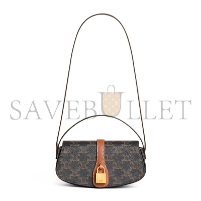 CELINE CLUTCH ON STRAP TABOU IN TRIOMPHE CANVAS AND CALFSKIN 10I592DQ2.04LU (18*8*5cm)