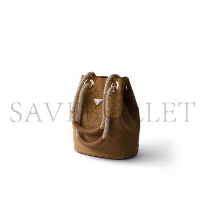 PRADA SMALL MARINER SUEDE BUCKET BAG 1BE082  (28*23.5*16.5cm) 