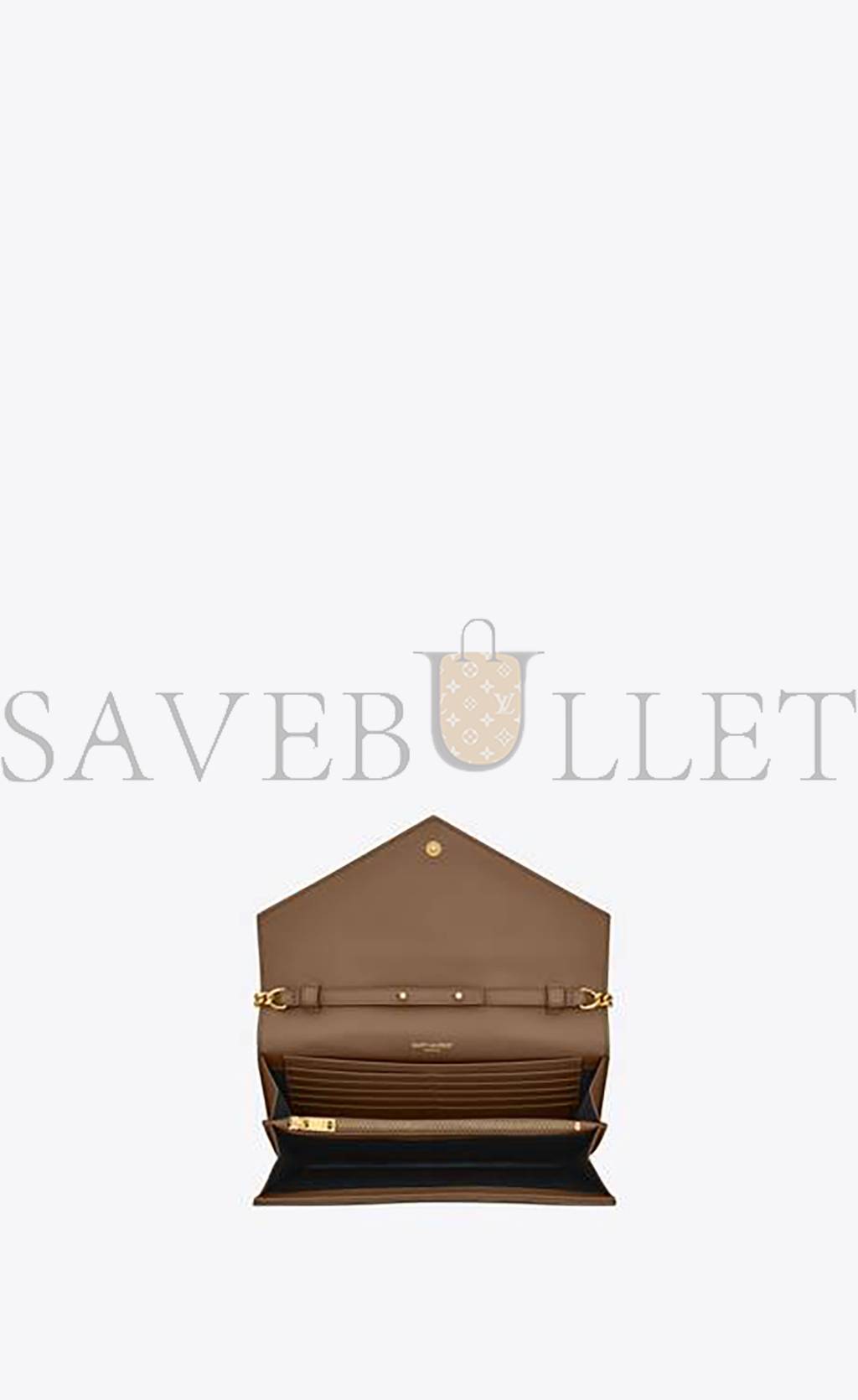 YSL CASSANDRE MATELASSÉ CHAIN WALLET IN GRAIN DE POUDRE EMBOSSED LEATHER 377828BOW012346 (22.5*14*4cm)