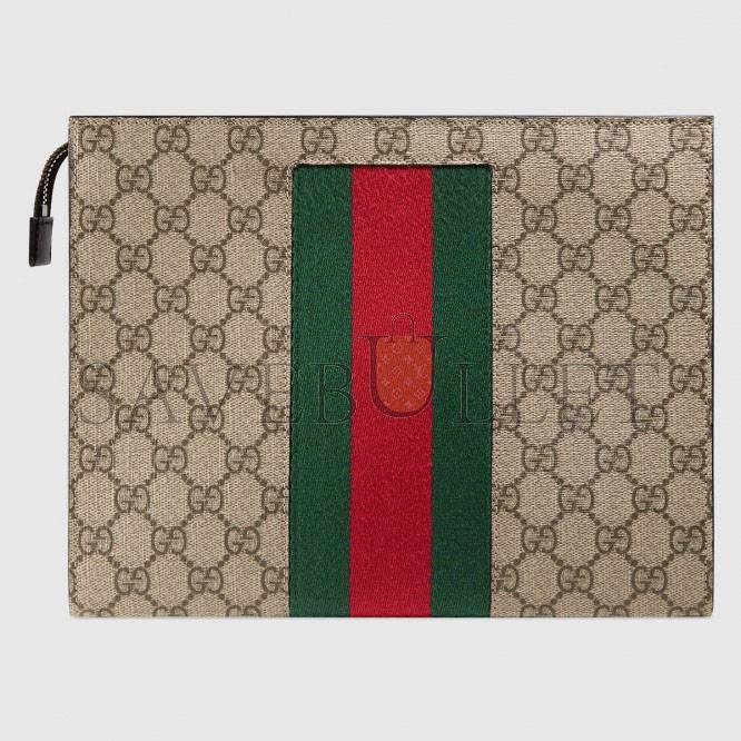 GUCCI GG SUPREME WEB POUCH  ‎475316 （26*20*6cm）