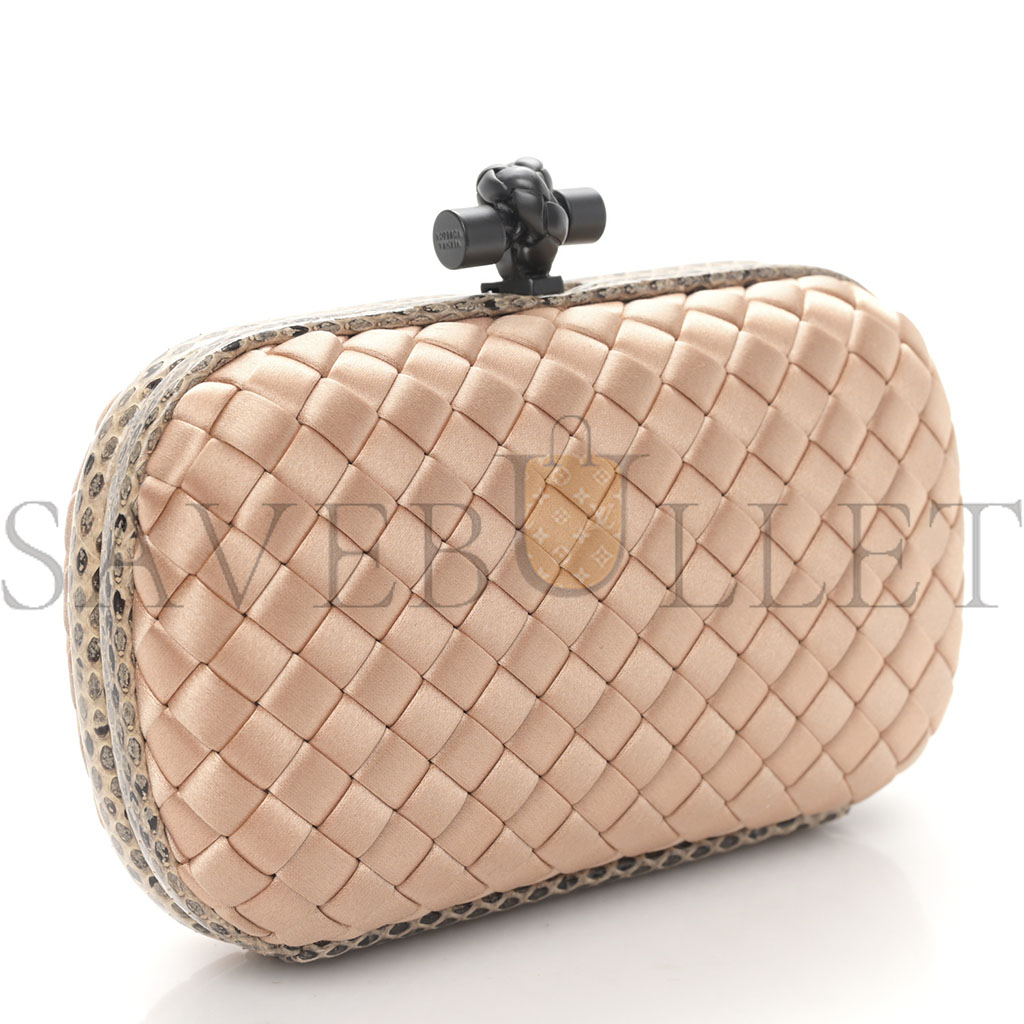 BOTTEGA VENETA SATIN INTRECCIO IMPERO AYERS KNOT CLUTCH FLAMINGO (19*13*5cm)