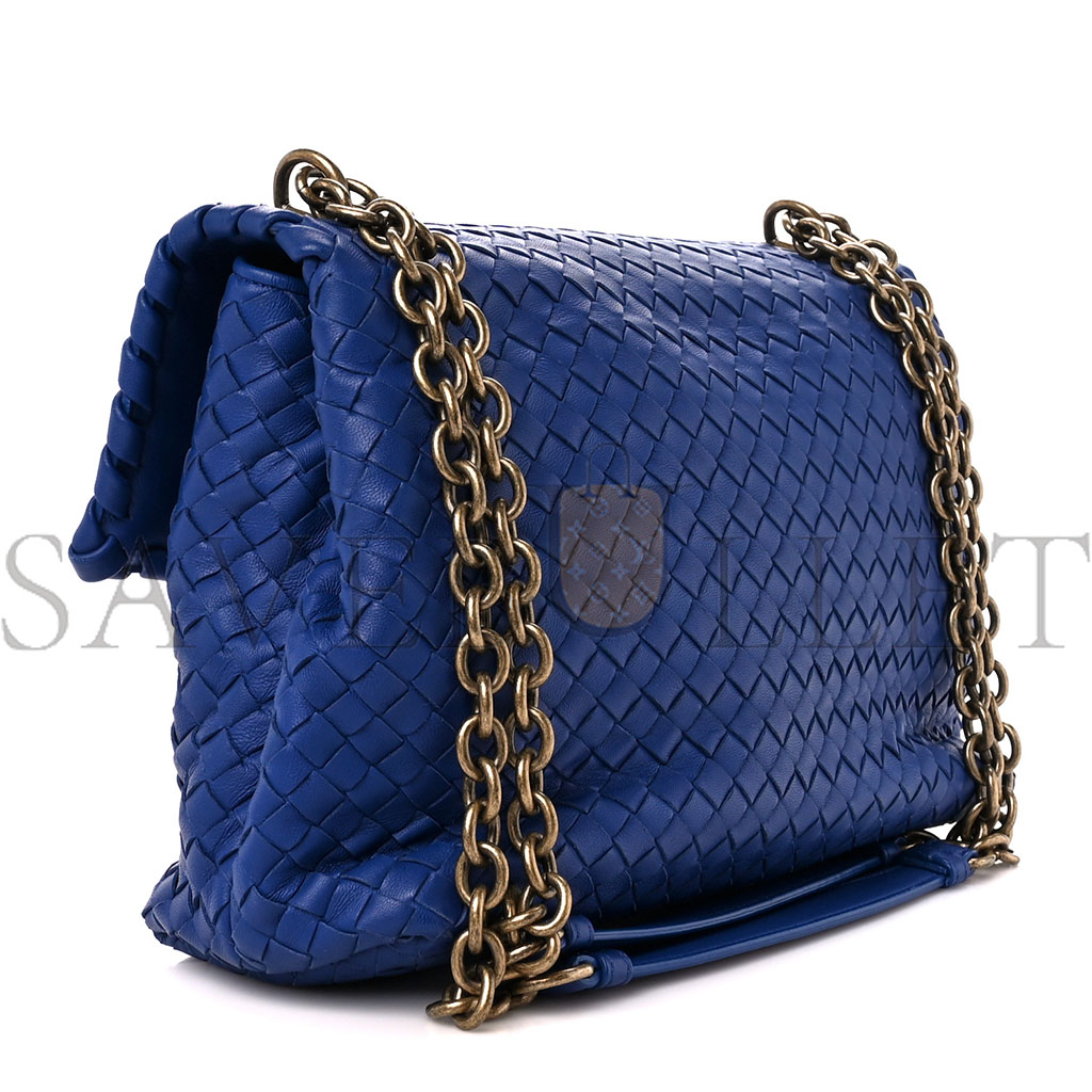 BOTTEGA VENETA NAPPA INTRECCIATO OLIMPIA SHOULDER BAG COBALT (28*20*10cm)