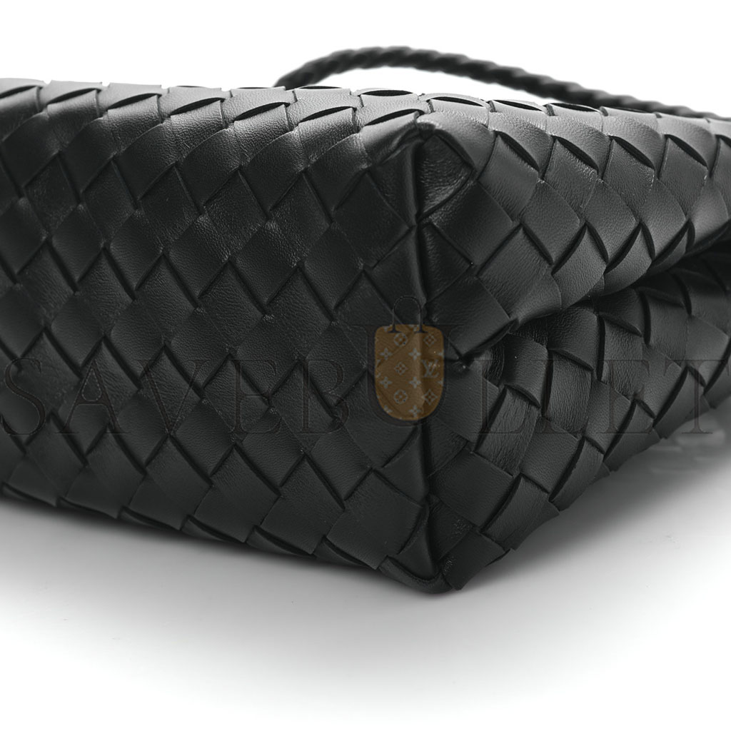 BOTTEGA VENETA NAPPA INTRECCIATO SMALL ANDIAMO SHOULDER BAG BLACK (25*20*10cm)