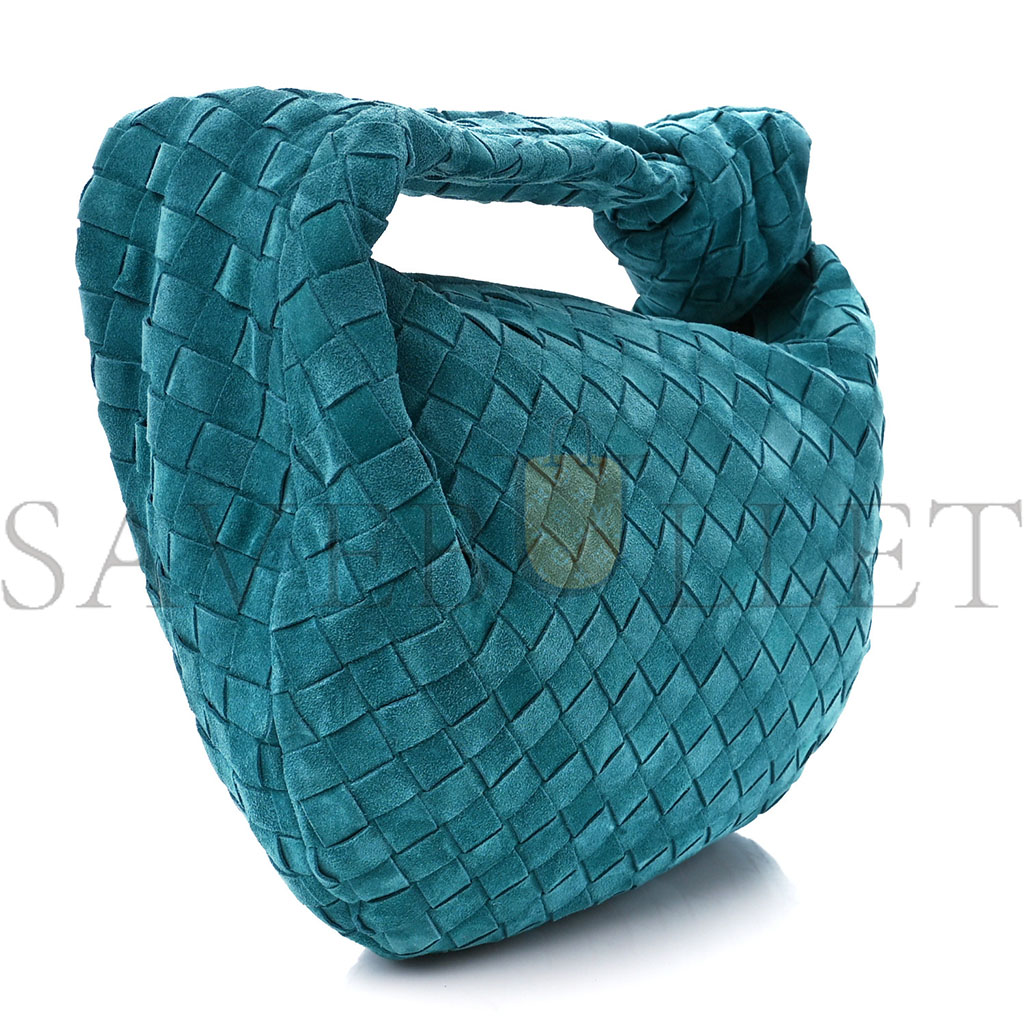 BOTTEGA VENETA SUEDE INTRECCIATO TEEN JODIE HOBO PETROLEUM BLUE (36*20*13cm)