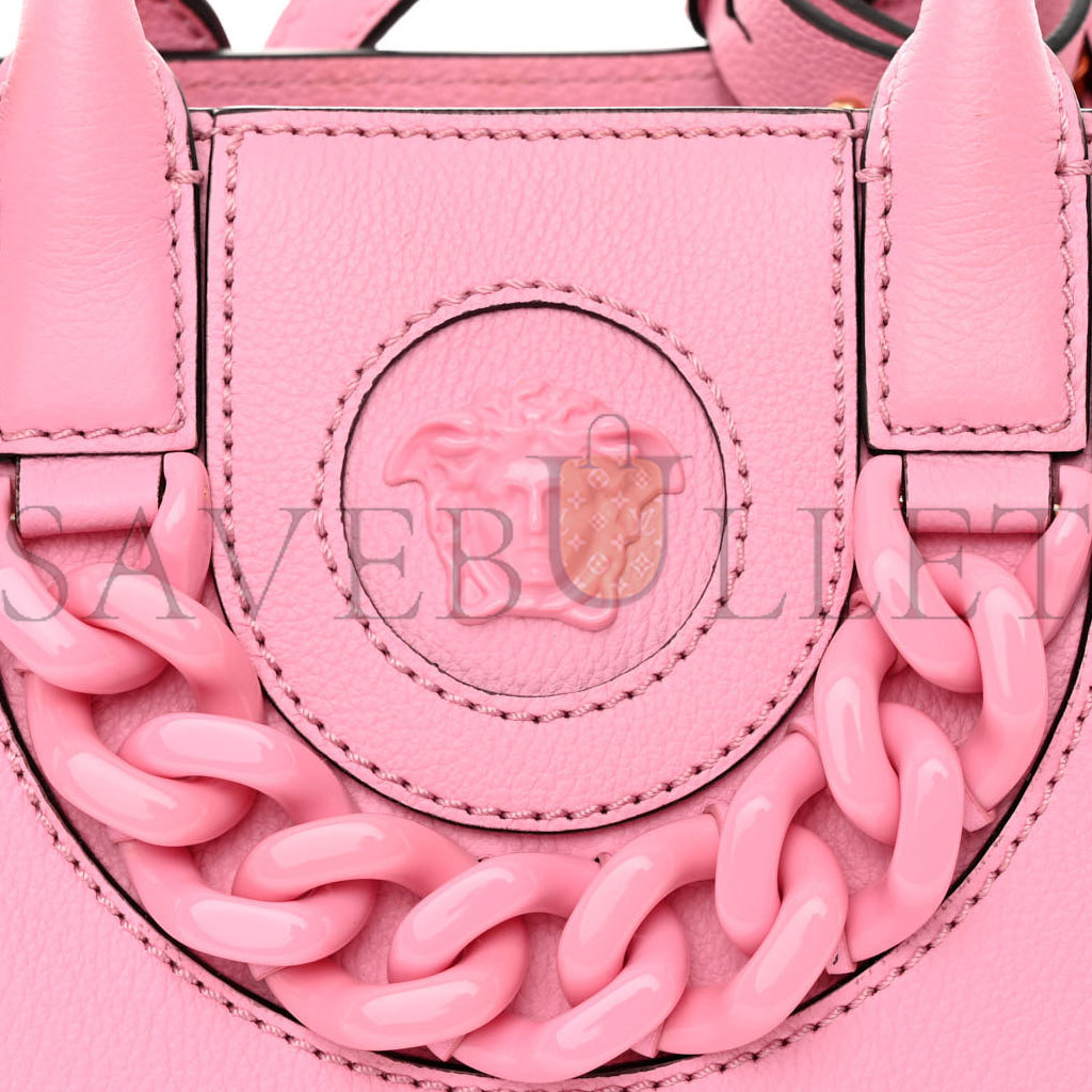 VERSACE GRAINED CALFSKIN SMALL LA MEDUSA CHAIN TOTE BABY PINK (22*17*10cm)