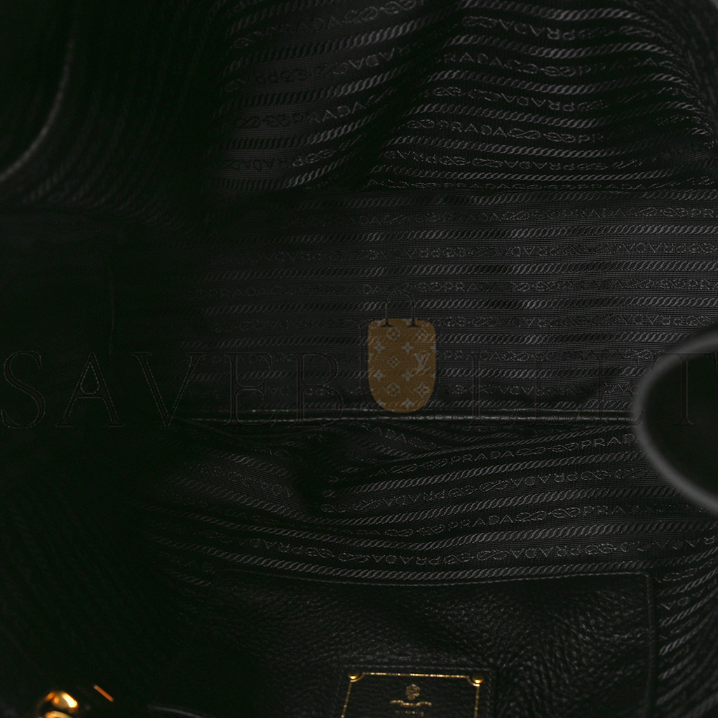 PRADA VITELLO DAINO SIDE ZIP TOTE BLACK (36*30*13cm)