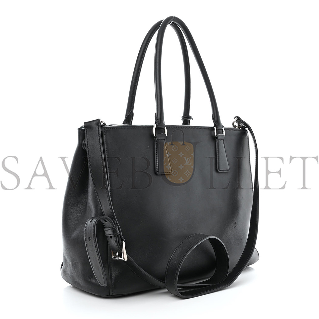 PRADA SOFT CALFSKIN GALLERIA DOUBLE ZIP TOTE BLACK (34*25*15cm)