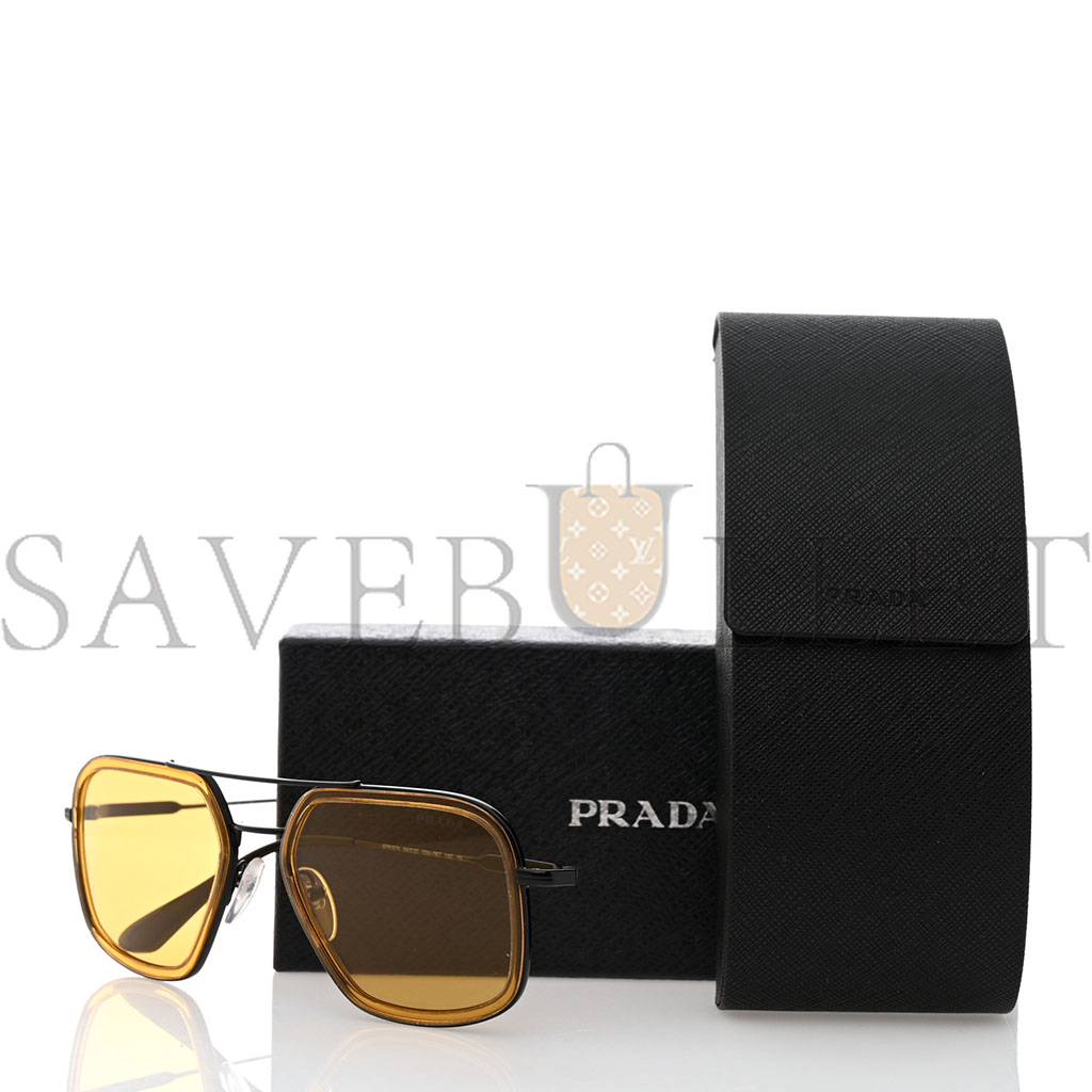 PRADA AVIATOR SUNGLASSES SPR 57X BLACK YELLOW