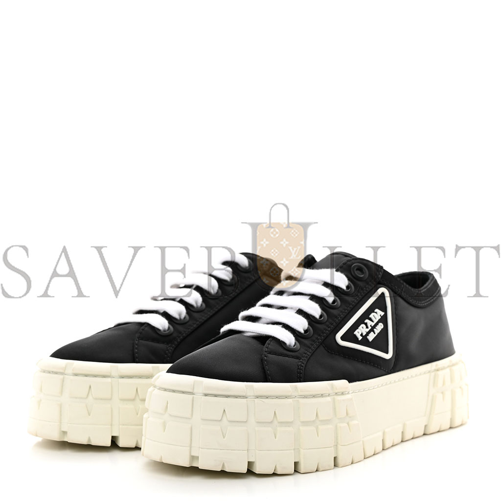 PRADA RE-NYLON GABARDINE TRIANGLE LOGO DOUBLE WHEEL 50MM SNEAKERS 38 BLACK