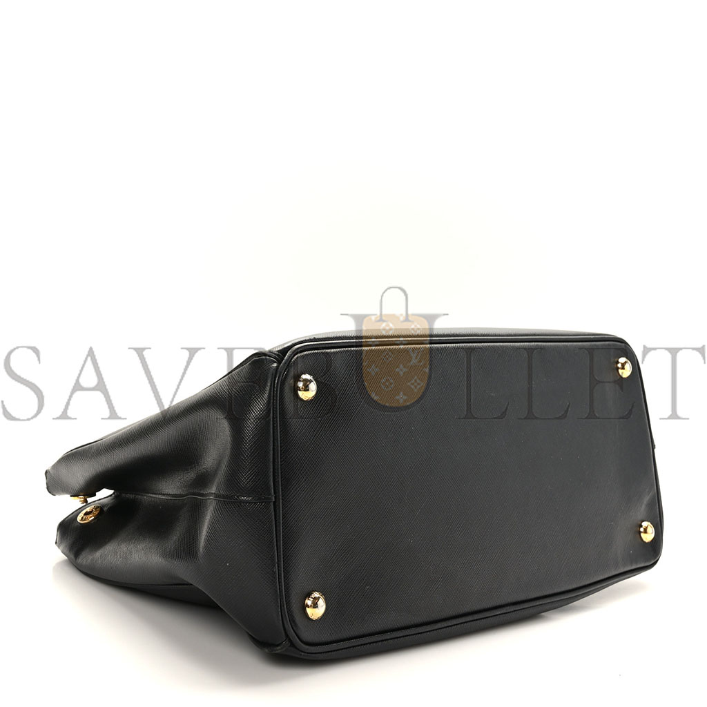 PRADA SAFFIANO MEDIUM GALLERIA DOUBLE ZIP TOTE BLACK (34*24*15cm)