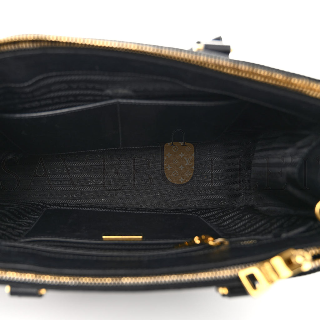 PRADA SAFFIANO MEDIUM GALLERIA DOUBLE ZIP TOTE BLACK (30*23*15cm)