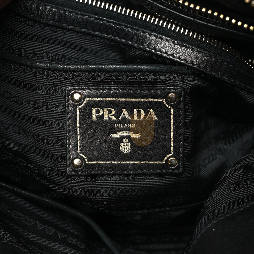 PRADA TESSUTO NYLON GAUFRE TOTE BLACK (34*26*17cm)