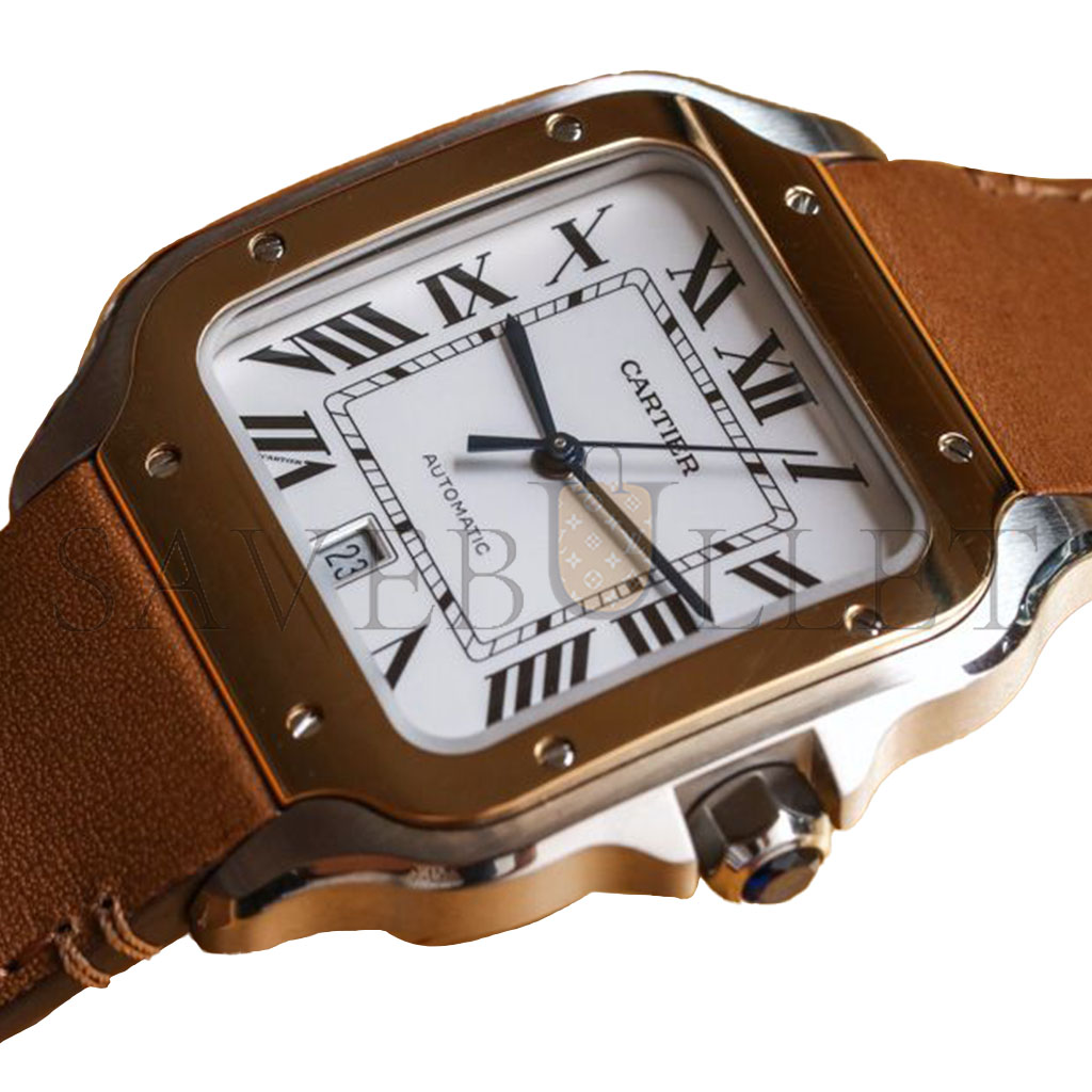 CARTIER SANTOS 39.8MM LEATHER WATCH WSSA0018