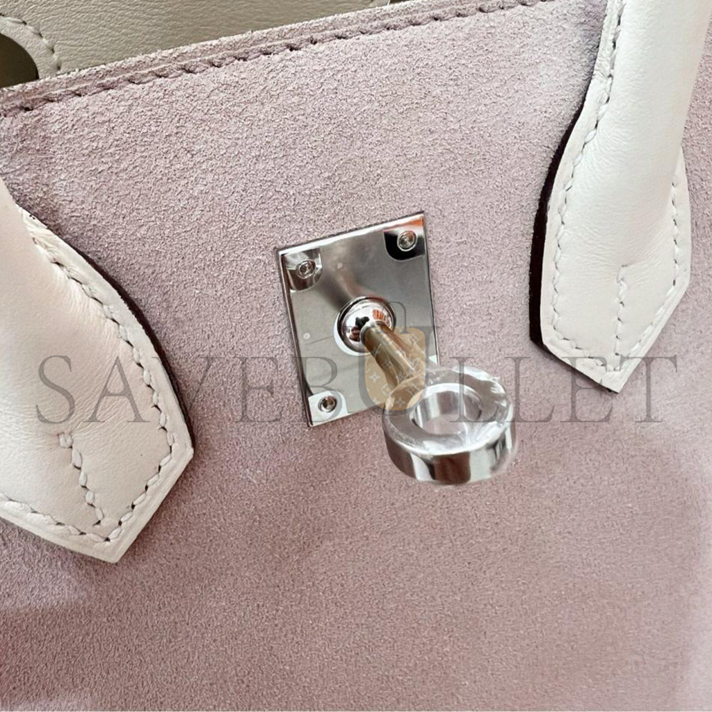 HERMES MASTER BIRKIN 25 WISTERIA PINK SUEDE HANDBAG 2440209 (25*20*13cm)