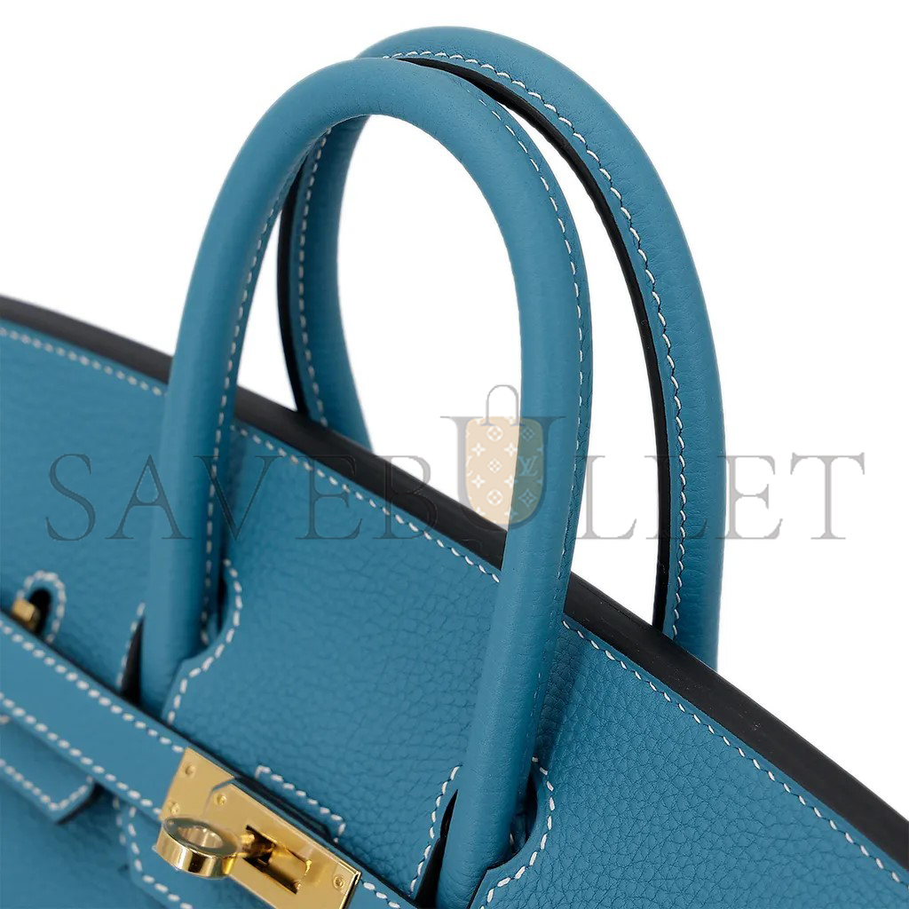 HERMES BIRKIN 25 DENIM BLUE TOGO CALFSKIN GOLD BUTTON 10099469 (25*20*13cm)