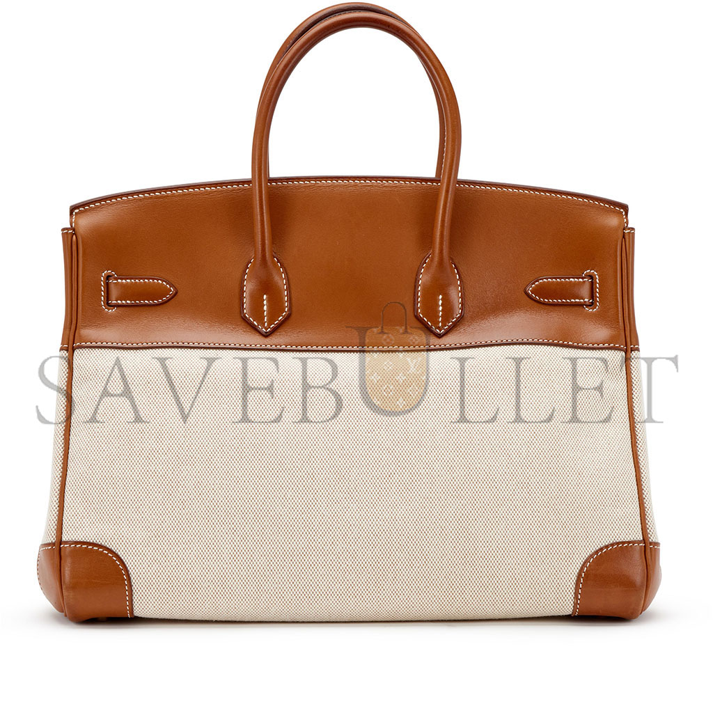 HERMES BIRKIN 30 SWIFT GOLDEN BROWN CANVAS BAG GOLD BUCKLE HANDBAG B0D87L8ZBT (30*20*13cm)