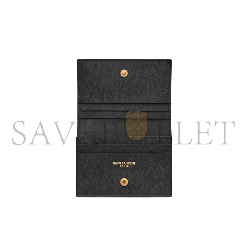YSL CASSANDRE MATELASSÉ FLAP CARD CASE IN GRAIN DE POUDRE LEATHER 668290BOWA11000 (11*8.5*3cm)