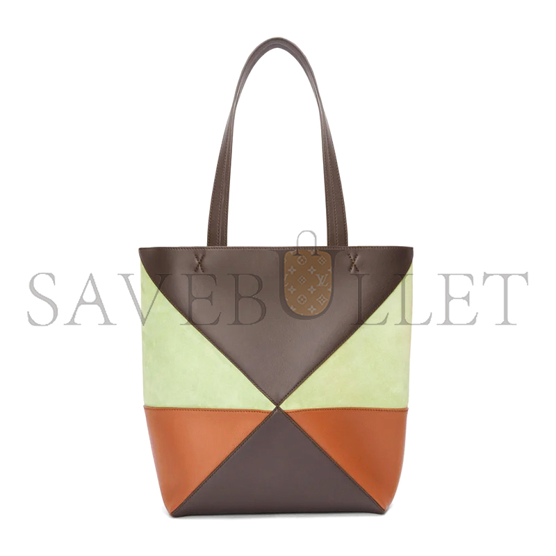 LOEWE MEDIUM PUZZLE FOLD TOTE IN CALFSKIN AND SUEDE A779G50X73 (25.5*31.5*14.5cm)