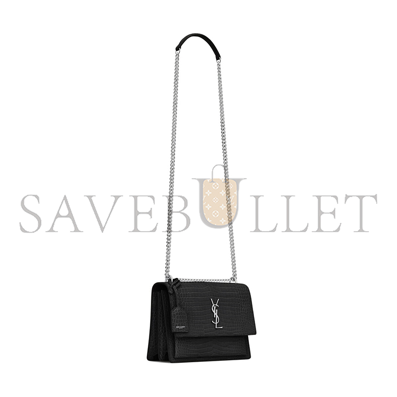 YSL SUNSET MEDIUM IN CROCODILE-EMBOSSED LEATHER 442906DND0N1000 (22*16*6.5cm)