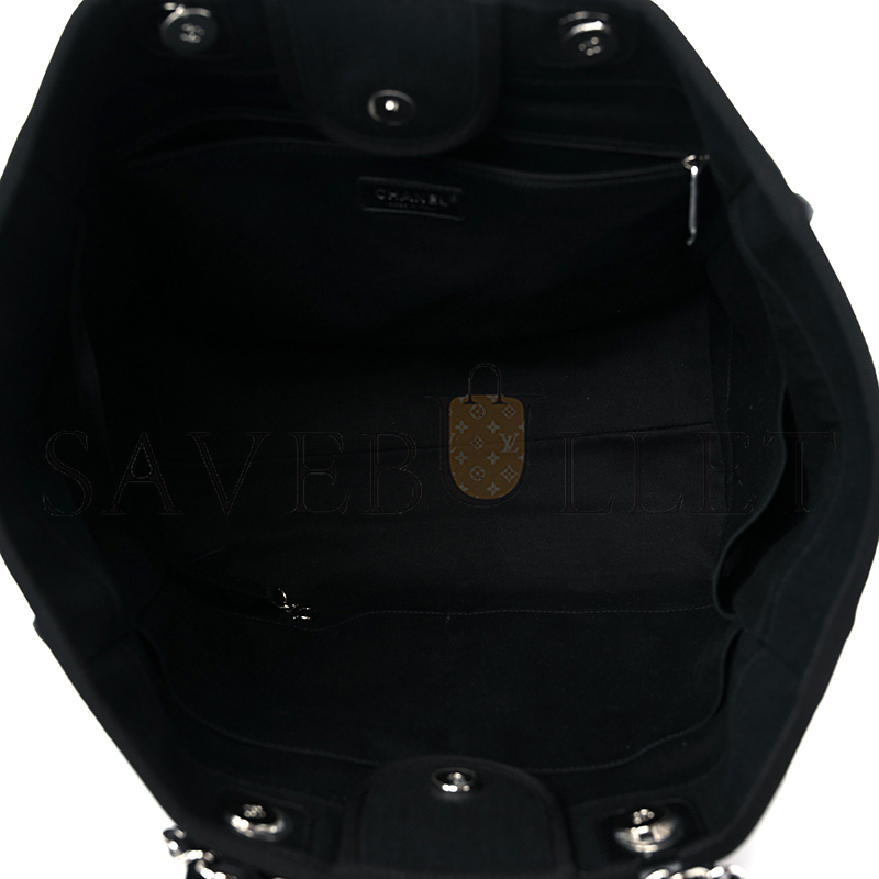CHANEL CANVAS PEARL MEDIUM DEAUVILLE TOTE BLACK A57067 (33*28*16cm)