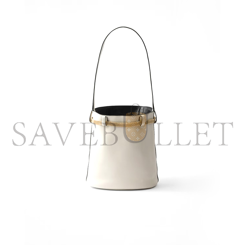 PRADA BUCKLE LEATHER BUCKET BAG WITH JEWELED BELT 1BE085 (29*16.5*18cm) PRADA BUCKLE LEATHER BUCKET BAG WITH JEWELED BELT 1BE085 (29*16.5*18cm)