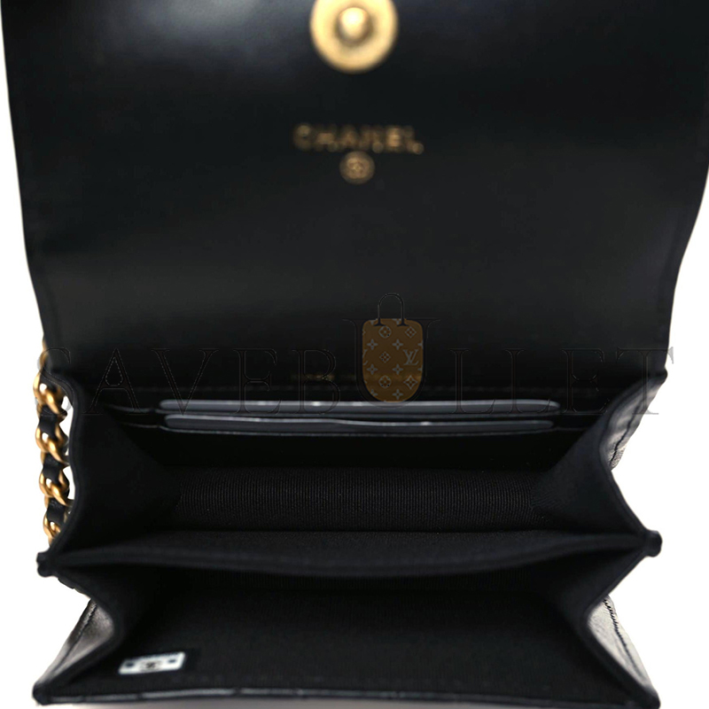 CHANEL LAMBSKIN QUILTED CHAIN TOP HANDLE CLUTCH WITH CHAIN 1126019 (13*10*6cm)