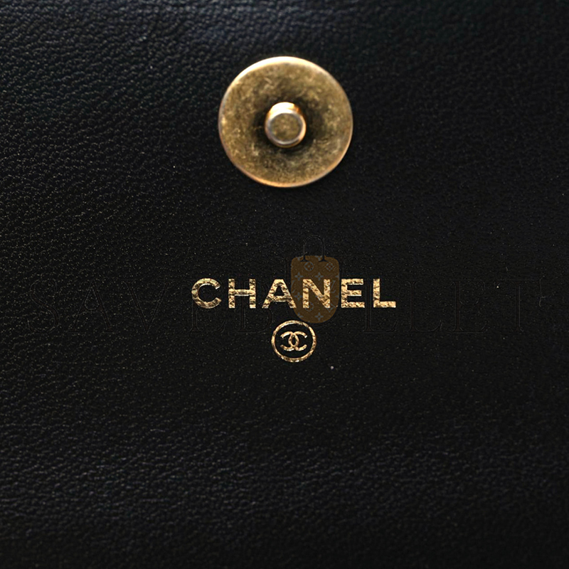 CHANEL LAMBSKIN QUILTED CHAIN TOP HANDLE CLUTCH WITH CHAIN 1126019 (13*10*6cm)