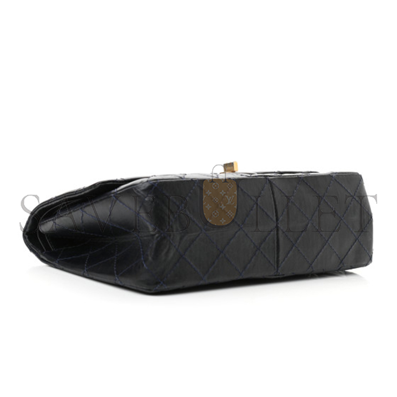 CHANEL AGED CALFSKIN 2.55 FLAP NAVY BULE 1002148 (28*19*9cm)