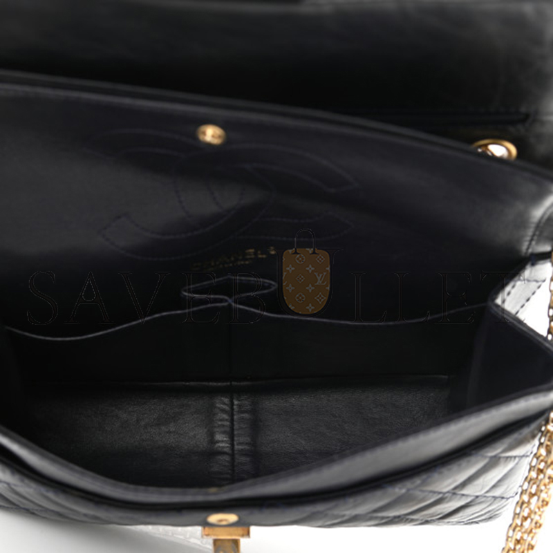 CHANEL AGED CALFSKIN 2.55 FLAP NAVY BULE 1002148 (28*19*9cm)