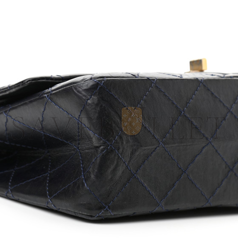 CHANEL AGED CALFSKIN 2.55 FLAP NAVY BULE 1002148 (28*19*9cm)