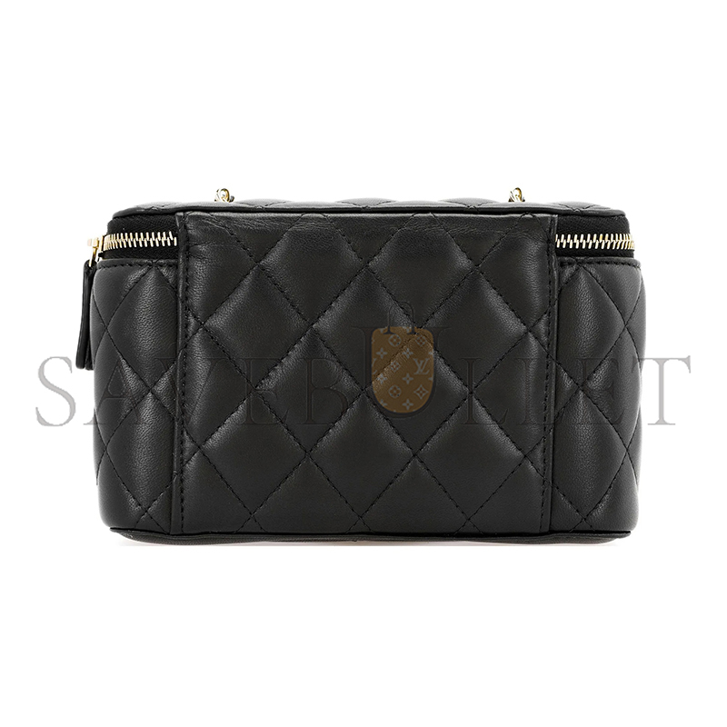CHANEL VANITY CASE BLACK AND WHITE FOOTBALL GOLD BALL AP2303 (16*10*8cm)