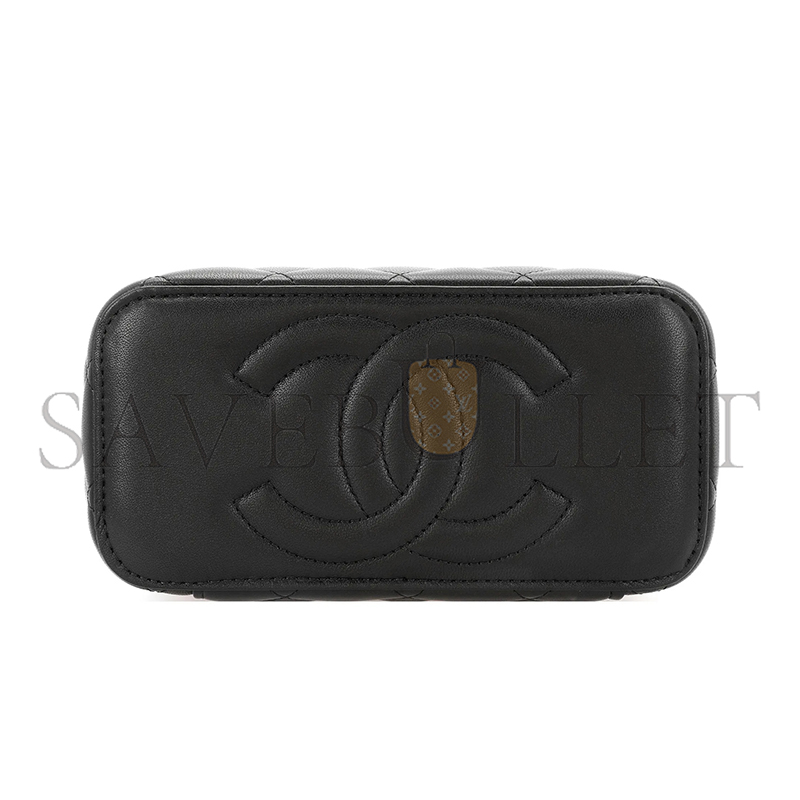 CHANEL VANITY CASE BLACK AND WHITE FOOTBALL GOLD BALL AP2303 (16*10*8cm)