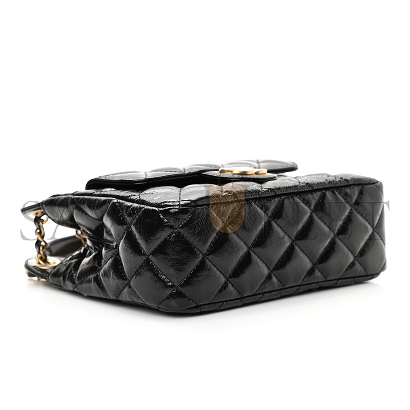 CHANEL SHINY CRUMPLED CALFSKIN QUILTED SMALL WAVY CC HOBO AS4323 (18*17*6cm)