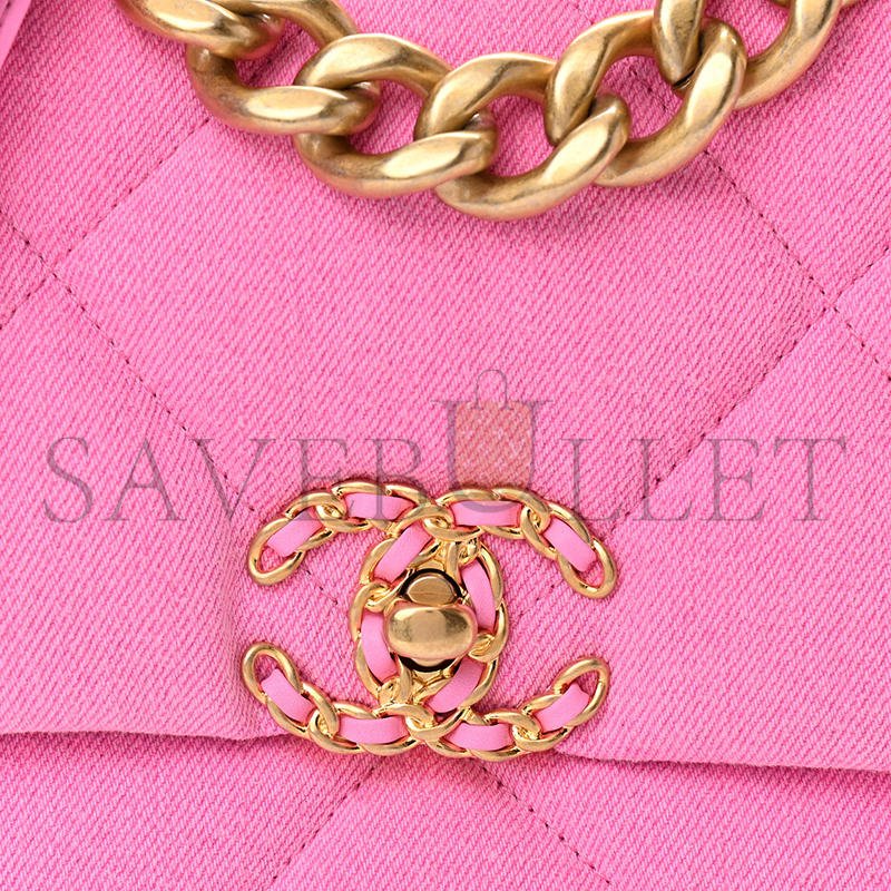 CHANEL DENIM QUILTED LARGE CHANEL 19 FLAP 1030020 (30*20*10cm)