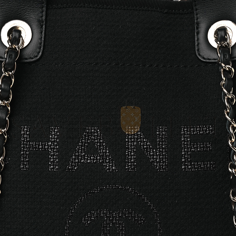 CHANEL MIXED FIBERS SMALL DEAUVILLE TOTE NAVY 1648915 (34*27*18cm)